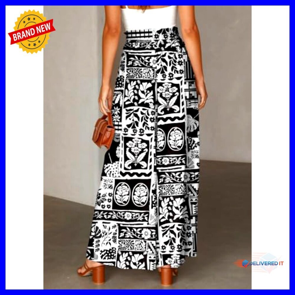 Elastic Waist Wide Leg Pants Casual Comfortable Loose Fit with Pockets - Picture 3 of 7